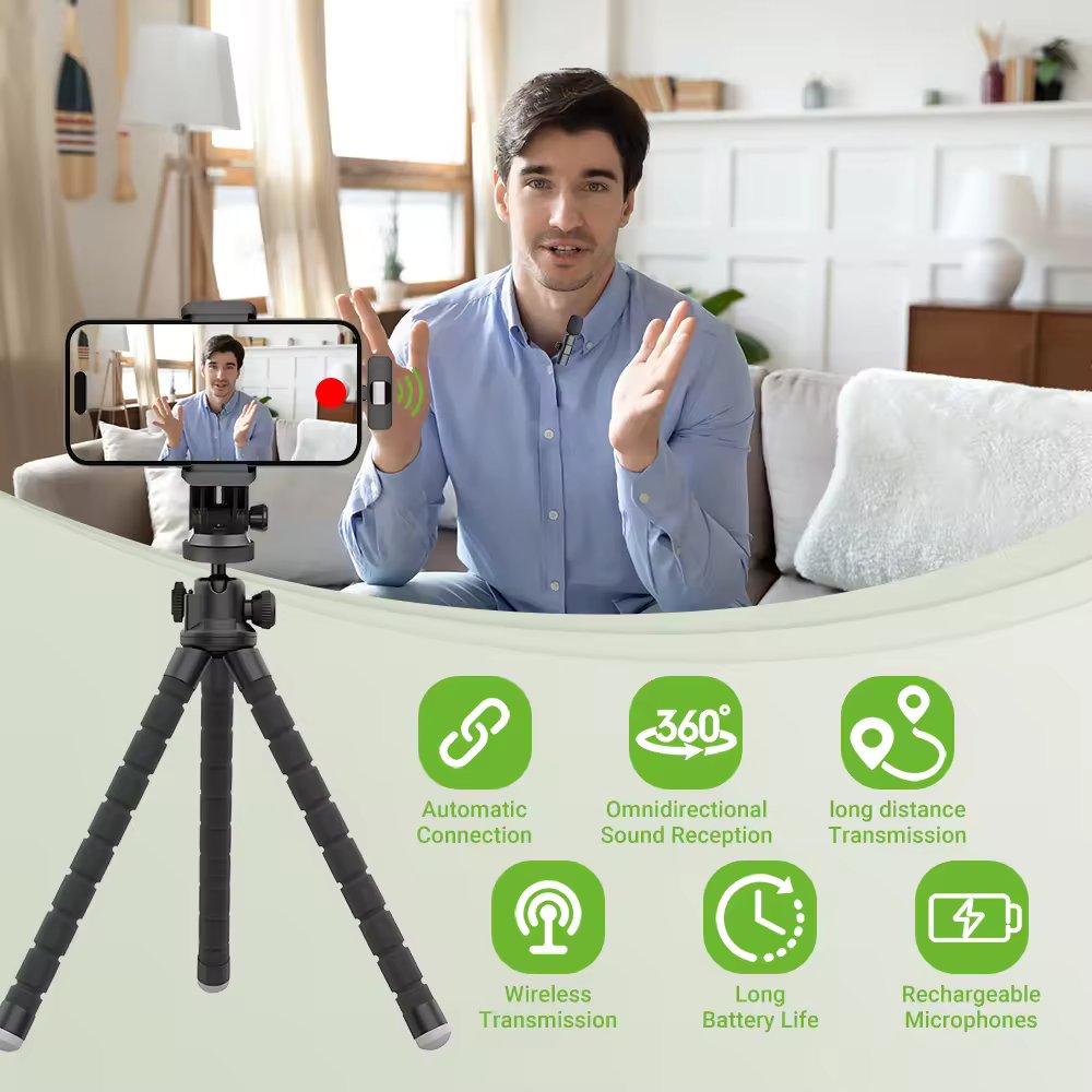 Wireless Stereo Lavalier Mini Lapel Smart Phone Microphone For Video Audio - Type C Compatible