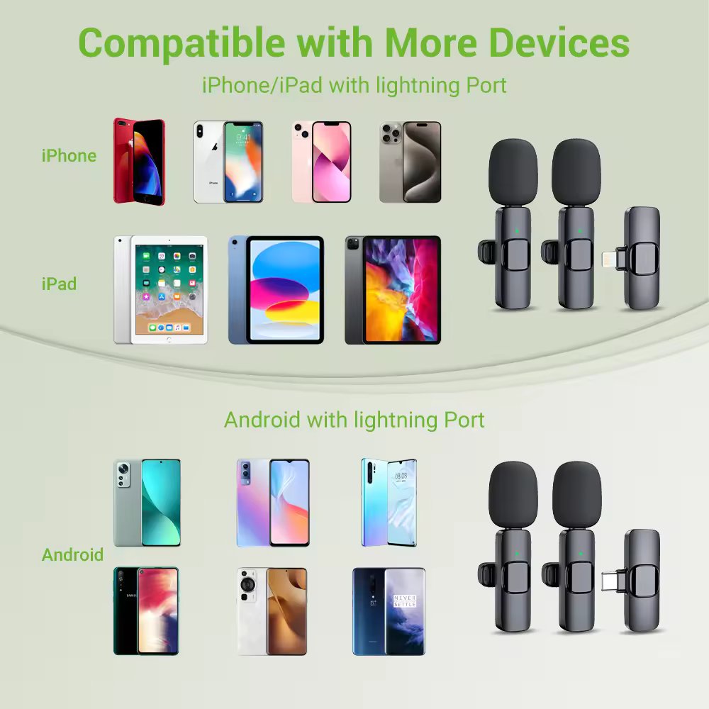 Wireless Stereo Lavalier Mini Lapel Smart Phone Microphone For Video Audio - Type C Compatible